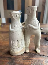 Vtg 60s Solveig Cox Signed Pottery Bud Vase Wedding Couple