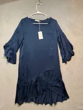 Stark X dress women's M blue ruffled goth peasant boho style knee length