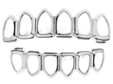 Custom Fit 6 Open Face Silver Plated Mouth Teeth Grills Grillz Set Mold at Home