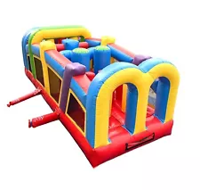 Rainbow Inflatable Obstacle Course for Kids Stakes Storage Bag NO Blower