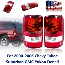 Fit 2000-06 Chevy Suburban 1500 Tahoe GMC Yukon XL Tail Lights Rear Brake Lamps (For: 2001 Chevrolet Tahoe)