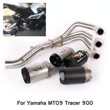 Full System for Yamaha MT-09 Tracer 900 Exhaust Muffler Tips Carbon Header Pipe (For: 2020 Yamaha MT-09)