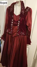 Victorian Rococo Gothic Ball Gown Wine Red Large. Heavy And Full Hand Made