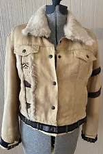 Hell Is For Heroes Yellow Bomber Jacket Made In Italy Womens Size 42 Sm/XSm Fur