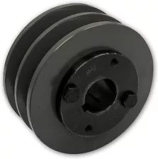 CAST IRON ELECTRIC MOTOR PULLEY SHEAVE 3.35", TWO GROOVE FOR B, BX, 5L BELTS