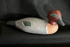 Duck decoy S. Pierre Havre de Grace, MD “Green Wing Teal Drake” Signed- 9.5”