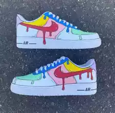 Nike Air Force 1 Custom Multicolor Colorful Graffiti Cartoon Shoes Mens Womens