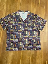 Atomic Tiki Hawaiian Camp Shirt Men's 2 XL Surf Board Tribal Tiki Fish New Tags