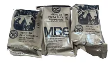 3 Meal Ready To Eat MRE Camping Hiking Meals. See Pics For Menu Course.