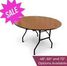 Round Wood Top Tables with Metal Folding Legs - 48" / 60" / 72"