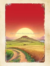 sunflower sun rise country landscape metal tin sign posters for sale