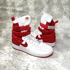 Nike SF AF1 Air Force 1 High University Red Mens Size 13 White With Straps