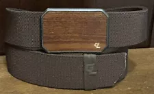 Groove Life Adjustable Web Belt With Magnetic Buckle Brown Sz L 1-7/16”Wide READ