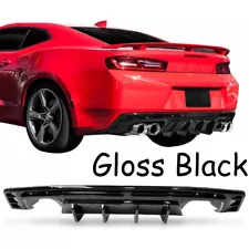 Gloss Black Rear Bumper Lip Diffuser Spoiler PP For 16-23 Chevy Camaro SS LT LS