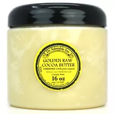 1 LB GOLDEN COCOA BUTTER ORGANIC RAW PURE PRIME COLD PRESSED UNREFINED