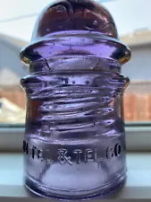 Beautiful PURPLE Am Tel & Tel Co Glass Insulator 4” NO PERIODS Telephone Telegra