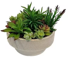 Large Assorted Artificial Multicolor Succulents in Ceramic Planter Unbranded