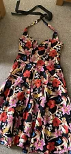 HELL BUNNY PIN UP GIRL TEA DRESS (L) VINTAGE 50s FIT & FLARE GARDEN PARTY