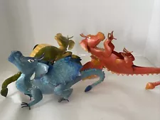 Dinosaur Figurines Metal Art Whimsical Sculptures Approximately 11” Set Of 3