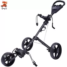 3 Wheel Golf Push Cart Folding Golf Walking Push Cart Roller Golf Bag Holder