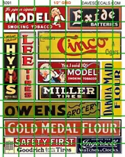 5091 DAVE'S DECALS VINTAGE BIZ SIGNS BILLBOARD POSTER MULTI SCALE USE GRID 1/2"