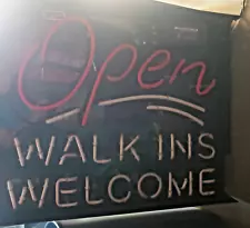 Large OPEN WALK INS WELCOME Neon Sign