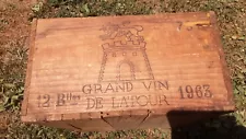 1963 Grand Vin De Latour Wooden Wine Crate Chateau French box wood case Vintage