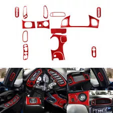 18pcs For Corvette C5 1998-04 Red Carbon Fiber Full Interior Cover Trim Set