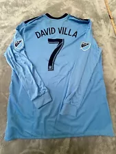 ADIDAS MLS JERSEY NEW YORK CITY FC DAVID VILLA LIGHT BLUE LONG SLEEVE