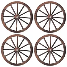 4 Pcs 17.7'' Decorative Wood Wagon Wheel Vintage Wagon Wheel Decor Solid Rust...