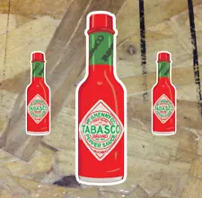 Tabasco Hot Sauce Chili Pepper Bottle Illustrated Sticker Decal Vinyl 3 for 1