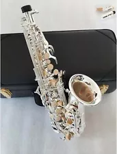 Beginner saxophone Soprano Curved Neck Bb Tune Nickel Silver Students With Case