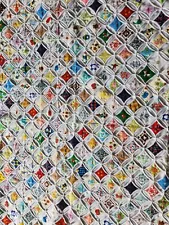 Vntg. Cathedral Window HandStitched Quilt 44" X 34" Nostalgic 70s 80s Characters