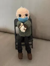 Bernie Sanders Mittens Crocheted Doll and Chair Inauguration Meme Social Media