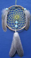 Native American Dreamcatcher Guinea Howlite Lava Rock 8" Handmade by Shekestua