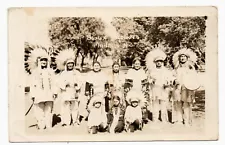 RPPC postcard SIOUX INDIANS hand drum tribal clothing MANDAN SOUTH DAKOTA 1930s