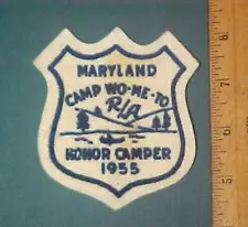 New ListingVintage 1955 Maryland Camp WO-ME-TO Honor Camper Boy Scout Patch NOS