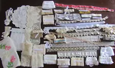 Antique/Vtg Lace Trim Lot Eyelet Valenciennes Embroidered Doily For Crafts Arts