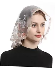 Catholic Church Mantilla Veil: Spanish Short Lace Head Covering Chapel Yellow