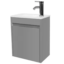 Bathroom Vanity W/Sink Combo 16'' Grey Wall Mounted Cabinet Set for Small Space