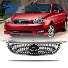 For 2003-2008 Toyota Corolla Front Upper Grille Hood Style Diamond Grill Chrome (For: 2008 Toyota Corolla)