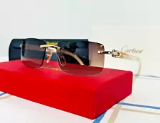 Cartier Sunglasses White Buffalo Horns Buffs Glasses Brown Lens Unisex Eyewear