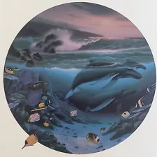 Wyland & Roy Tabora "WHALE WATERS" Whales & Baby Calf Sea turtle Fine Art Print