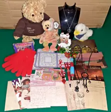 Grandma's Vintage Junk Drawer Lot Necklace Display Stand Brown Bear Trinkets