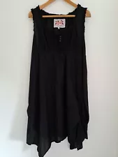 John Rocha Black Cotton Hitch Sun Dress 20 Boho Steampunk SALE