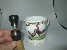 Antique OCCUPATIONAL SHAVING MUG -CHICKEN BREEDER w/ CLAW BRUSH - #4 of 15