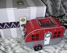 Scentsy Christmas Camper Wax Warmer Retro Red Camping Trailer Retired W/ Box