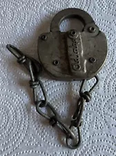 Antique Railroad Lock Adlake Original Chain Detroit Toledo Ironton DT&I