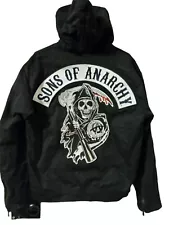 FX TV Show Sons of Anarchy Hooded Back Patch Motorcycle Biker Jacket Men's M