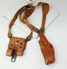 Galco Phoenix Arizona Double Shoulder Leather Gun Holster w/ Double Magazine